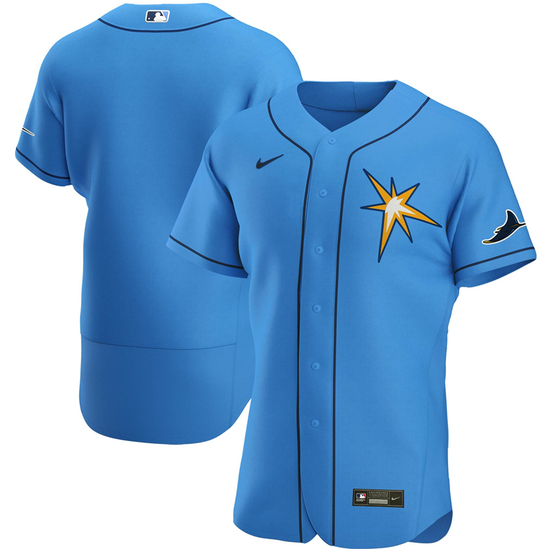 2020 MLB Men Tampa Bay Rays Nike Light Blue Alternate 2020 Authentic Team Jersey 1->women mlb jersey->Women Jersey